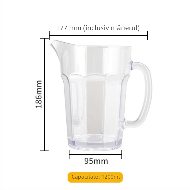 Cană din plastic pentru bere, transparentă, cu capacitate mare și robinet de turnare; potrivită pentru bere, suc, apă și ceai; rezistentă la temperaturi ridicate
