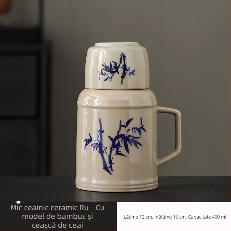 Ceainic ceramic cu capac pentru uz casnic, capacitate mare, set cadou pentru prepararea ceaiului, protecție împotriva arsurilor, mic termos și ceșuță