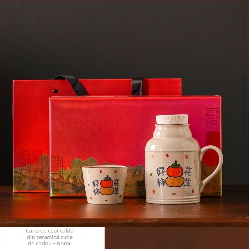 Ceainic ceramic cu capac pentru uz casnic, capacitate mare, set cadou pentru prepararea ceaiului, protecție împotriva arsurilor, mic termos și ceșuță