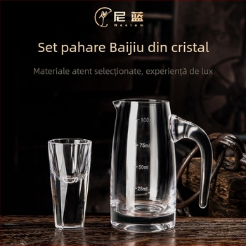 Set din cristal pentru băuturi spirtoase cu decantator și pahare mici de 10 ml – cutie cadou pentru bar acasă