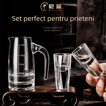 Set din cristal pentru băuturi spirtoase cu decantator și pahare mici de 10 ml – cutie cadou pentru bar acasă