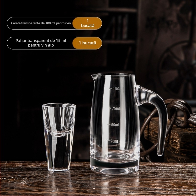 Set din cristal pentru băuturi spirtoase cu decantator și pahare mici de 10 ml – cutie cadou pentru bar acasă