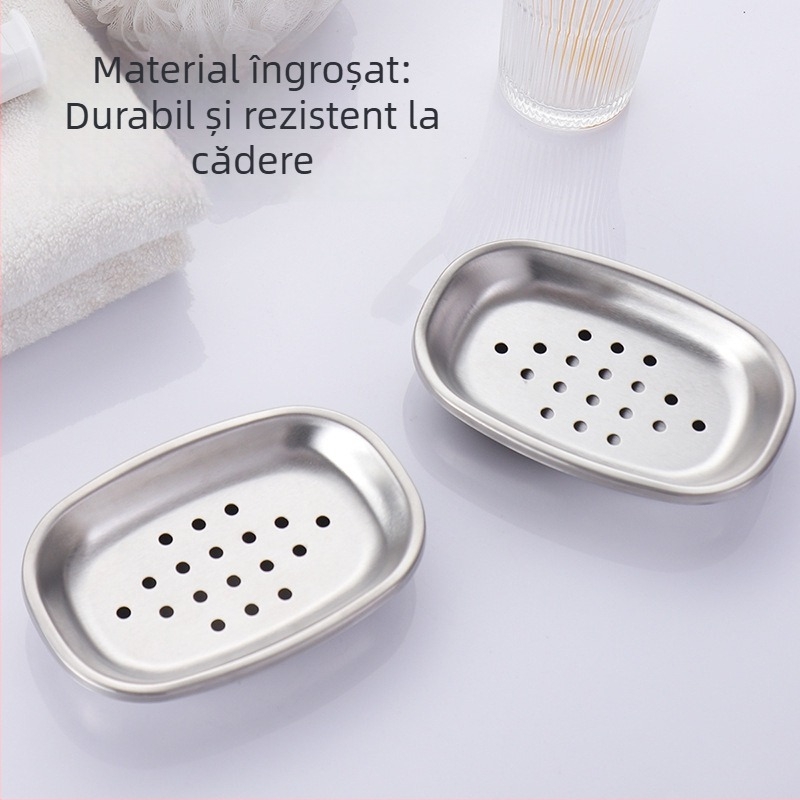 Suport de săpun din oțel inoxidabil, cu două niveluri, pentru baie, cu drenaj