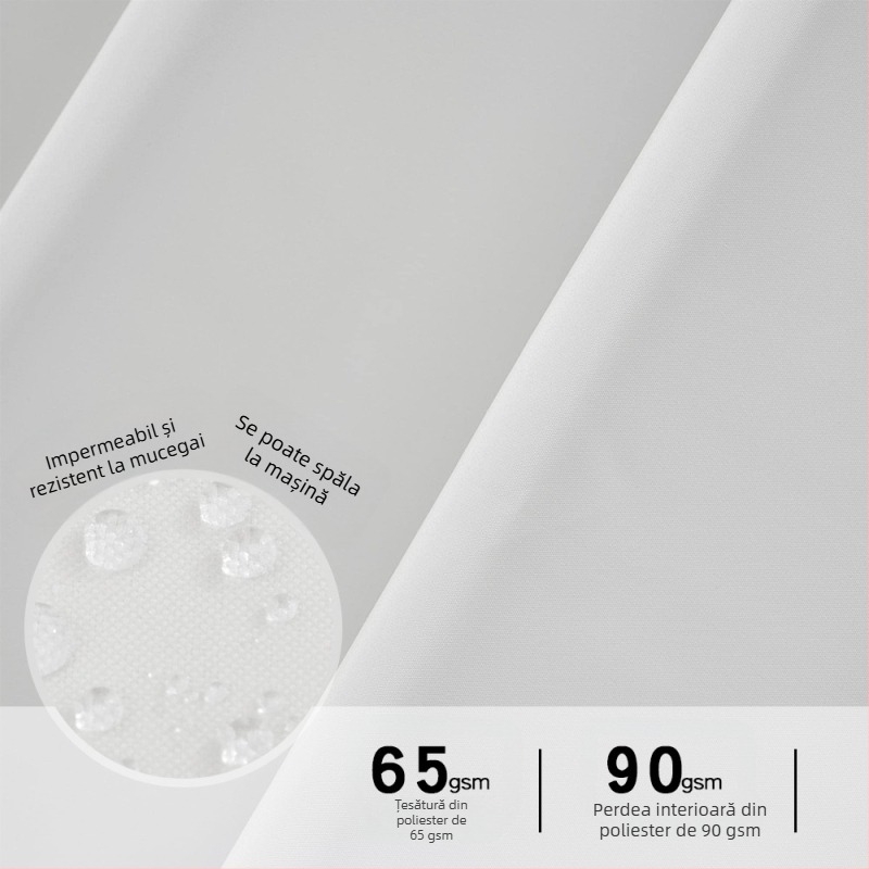 Curtă de duș impermeabilă din poliester, dublă, imprimare floral digitală, țesătură Chunya, personalizabilă cu imaginea furnizată