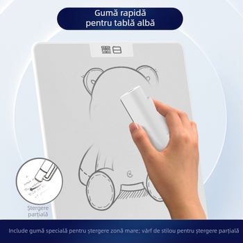 Tabla albă magnetică de 10 inch cu suprafață de scriere microcapsulată, pentru copii – ștergere uscată, fără praf și cerneală