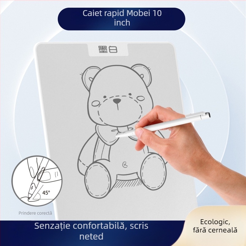 Tabla albă magnetică de 10 inch cu suprafață de scriere microcapsulată, pentru copii – ștergere uscată, fără praf și cerneală