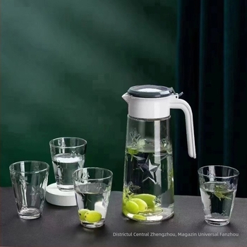 Set de cinci sticle de apă rece din sticlă borosilicată, textură ciocănită