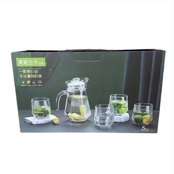 Set de cinci sticle de apă rece din sticlă borosilicată, textură ciocănită