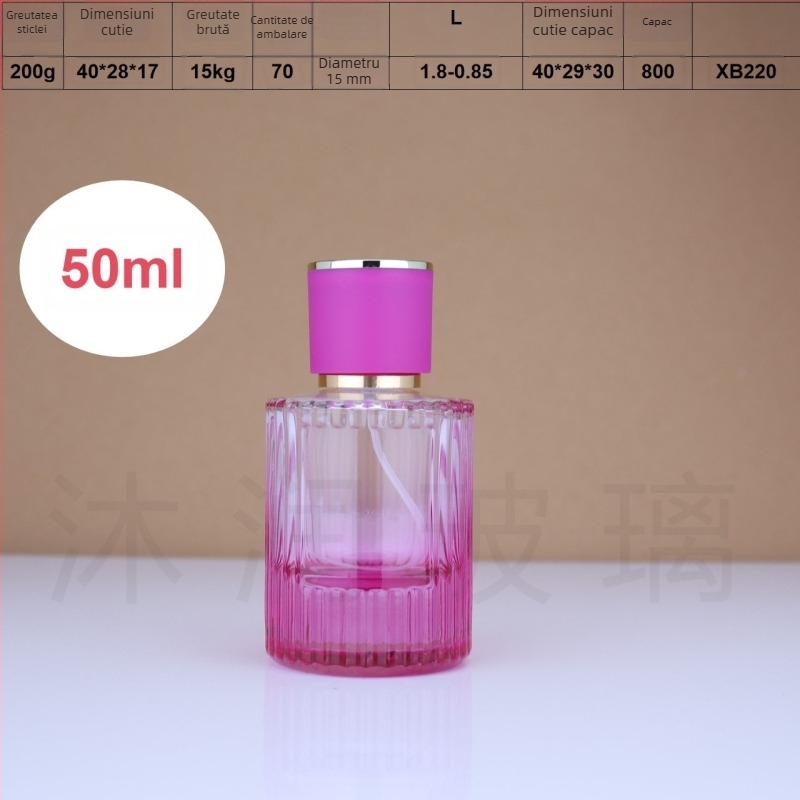 Sticlă de parfum din sticlă colorată cu capac de pulverizare, design cu dungi verticale, 30 ml / 50 ml