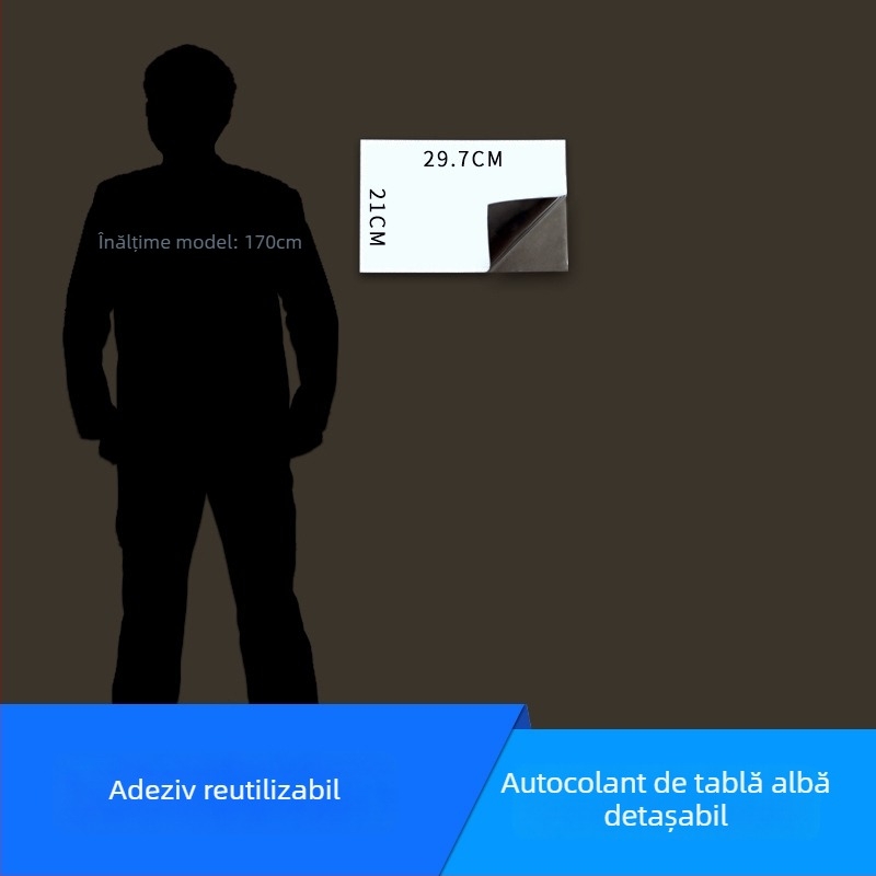Tablă albă autoadezivă din PET – suprafață de scriere, detașabilă; pentru casă, școală și birou