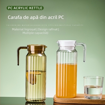 Sticlă acrilică rezistentă la căldură, cu dungi, pentru suc; cană de apă cu lămâie, din plastic pentru bar și ceai.