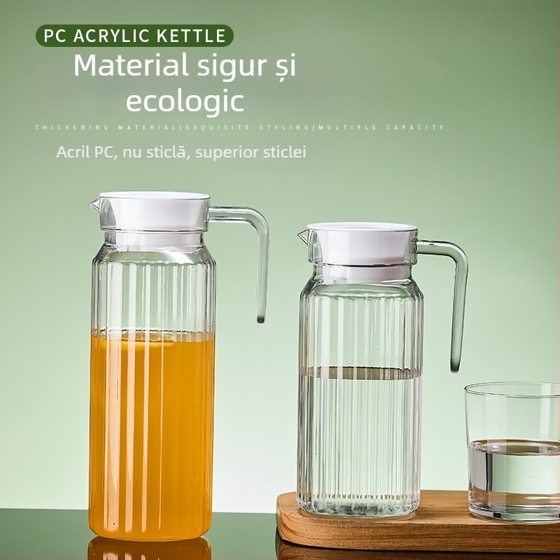 Sticlă acrilică rezistentă la căldură, cu dungi, pentru suc; cană de apă cu lămâie, din plastic pentru bar și ceai.