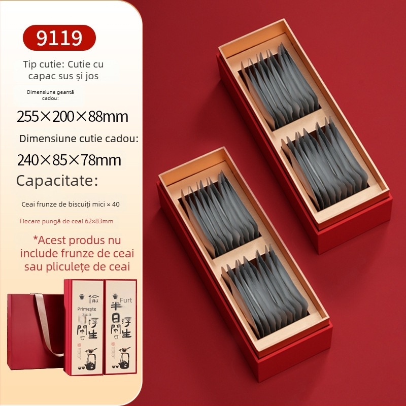 Cutie Jiugongge pentru ambalarea ceaiului, Cutie cadou personalizată de înaltă calitate pentru 20 plicuri ceai, Cutie mică pătrată goală