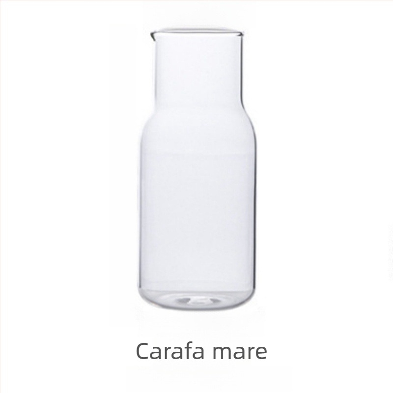 Set minimalist cu oală și ceașcă pentru apă rece — sticlă borosilicată, uz casnic, pentru o persoană, pentru sucuri și apă cu lămâie