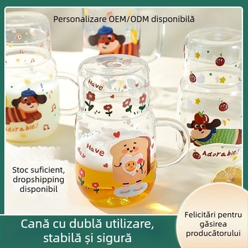 Cană din sticlă borosilicată pentru apă rece, senzație de lux discret, capacitate mare, ceainic cu două utilizări pentru uz casnic, ceașcă de lapte
