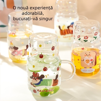 Cană din sticlă borosilicată pentru apă rece, senzație de lux discret, capacitate mare, ceainic cu două utilizări pentru uz casnic, ceașcă de lapte