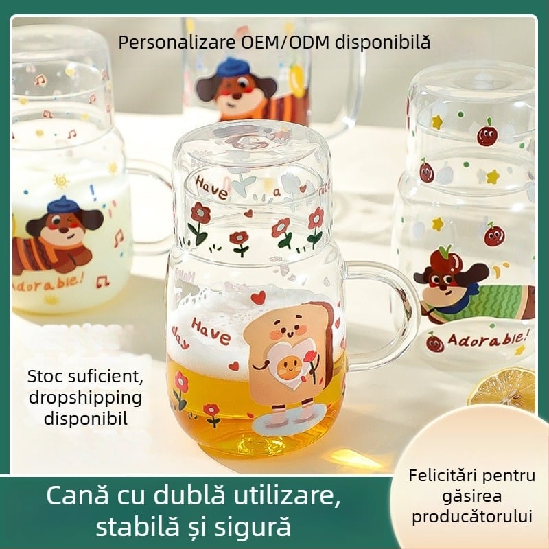 Cană din sticlă borosilicată pentru apă rece, senzație de lux discret, capacitate mare, ceainic cu două utilizări pentru uz casnic, ceașcă de lapte