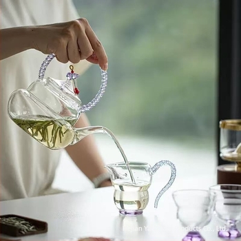 Ceainic din sticlă cu mâner, borosilicat rezistent la căldură, cu filtru și funcție de încălzire, pentru uz casnic