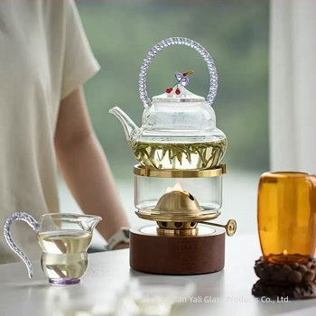 Ceainic din sticlă cu mâner, borosilicat rezistent la căldură, cu filtru și funcție de încălzire, pentru uz casnic