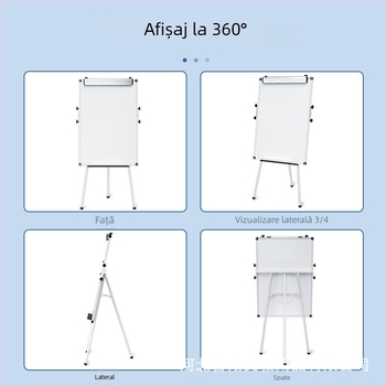 Tablă albă magnetică, cu două fețe, pe suport cu trei picioare, pentru birou, întâlniri și instruire