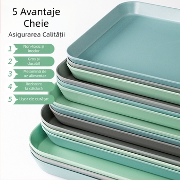 Tavă de servire din melamină, stil nordic, dreptunghiulară, pentru restaurante și uz casnic, imitatie de porțelan, tavă de ceai
