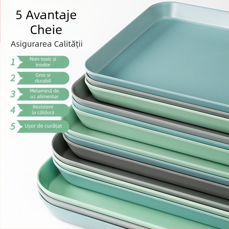 Tavă de servire din melamină, stil nordic, dreptunghiulară, pentru restaurante și uz casnic, imitatie de porțelan, tavă de ceai