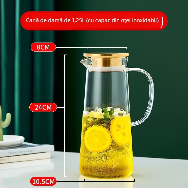 Ceainic din sticlă borosilicată, rezistent la temperaturi ridicate, capacitate mare, pentru uz casnic și restaurante