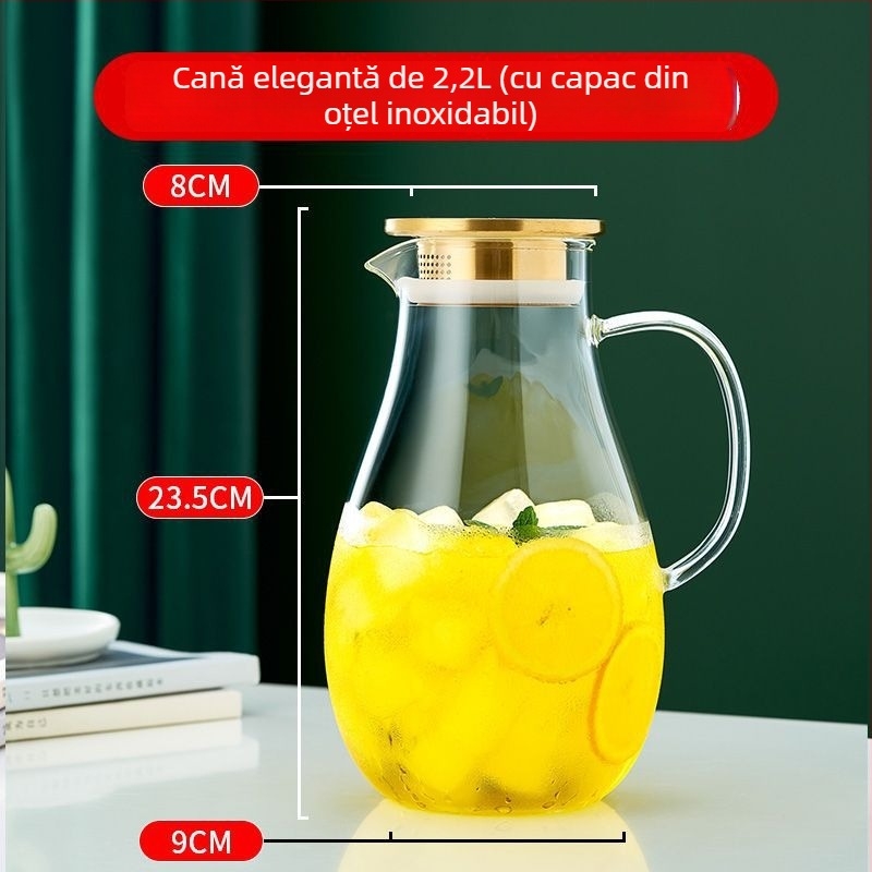 Ceainic din sticlă borosilicată, rezistent la temperaturi ridicate, capacitate mare, pentru uz casnic și restaurante