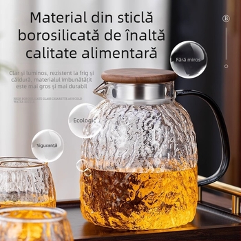 Cană de sticlă rezistentă la căldură pentru apă rece, cu model de copac, cu capacitate mare, pentru uz casnic, ideală pentru prepararea ceaiului și a infuziilor reci.
