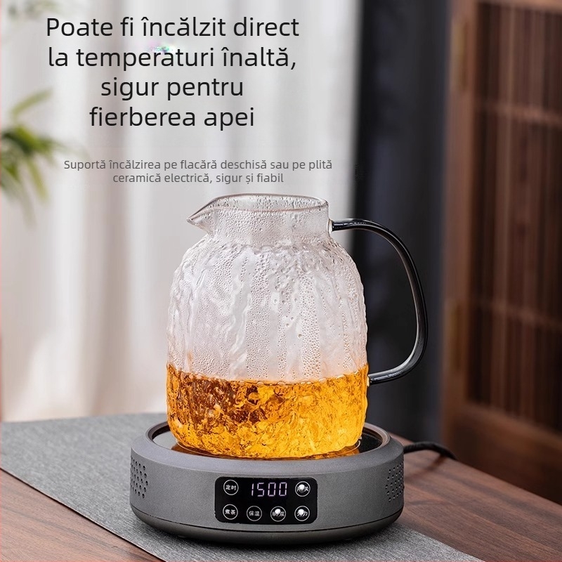 Cană de sticlă rezistentă la căldură pentru apă rece, cu model de copac, cu capacitate mare, pentru uz casnic, ideală pentru prepararea ceaiului și a infuziilor reci.