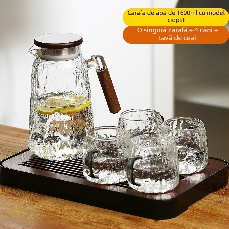 Set de 5 căni din sticlă pentru apă rece, uz casnic, cu capacitate mare și rezistență la temperaturi ridicate, set pentru cold brew