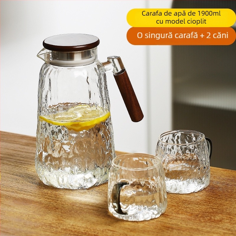 Set de 5 căni din sticlă pentru apă rece, uz casnic, cu capacitate mare și rezistență la temperaturi ridicate, set pentru cold brew