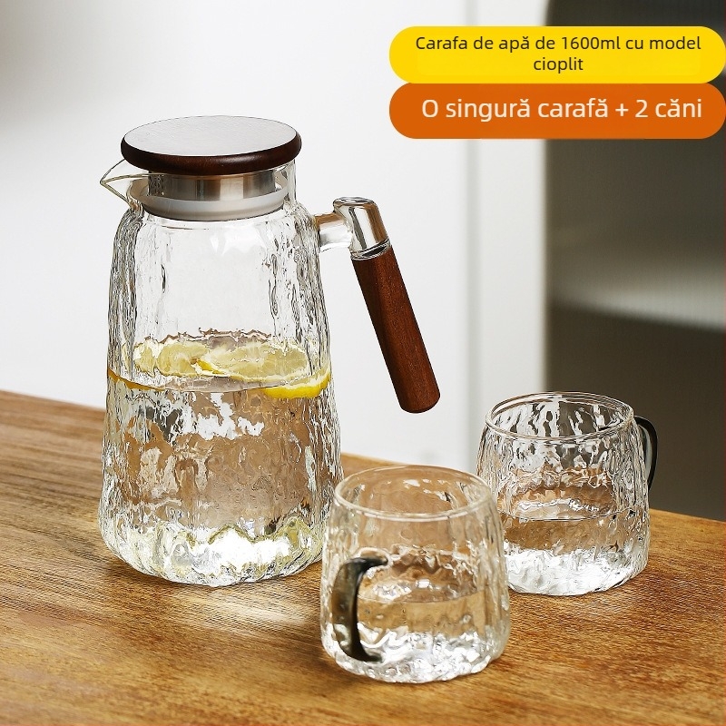 Set de 5 căni din sticlă pentru apă rece, uz casnic, cu capacitate mare și rezistență la temperaturi ridicate, set pentru cold brew