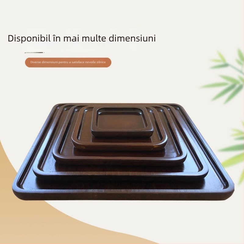 Tavă din lemn de nuc, tavă din bambus într-o nuanță nuc, tavă pentru ceremonie de ceai, tavă de bambus pentru ceai, farfurie pentru fructe și pâine
