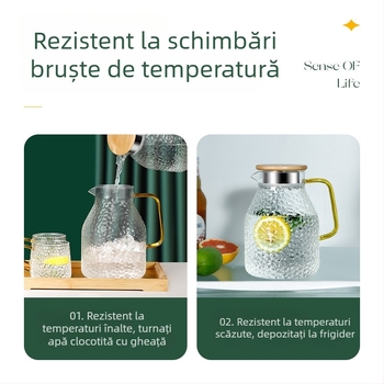 Set din sticlă borosilikat și sticlă pentru apă rece, capacitate mare, rezistent la temperaturi înalte, design modern minimalist, cadou ideal