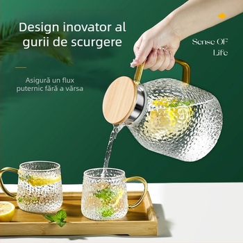 Set din sticlă borosilikat și sticlă pentru apă rece, capacitate mare, rezistent la temperaturi înalte, design modern minimalist, cadou ideal