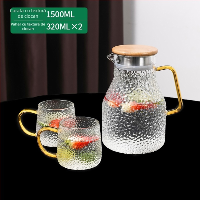 Set din sticlă borosilikat și sticlă pentru apă rece, capacitate mare, rezistent la temperaturi înalte, design modern minimalist, cadou ideal