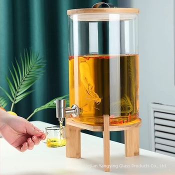 Dispenser de băuturi din sticlă borosilikat cu robinet, rezistent la temperaturi înalte, capacitate mare, pentru sucuri, apă, ceai