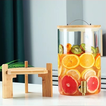 Dispenser de băuturi din sticlă borosilikat cu robinet, rezistent la temperaturi înalte, capacitate mare, pentru sucuri, apă, ceai