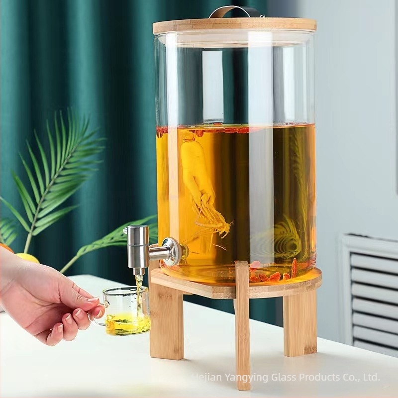 Dispenser de băuturi din sticlă borosilikat cu robinet, rezistent la temperaturi înalte, capacitate mare, pentru sucuri, apă, ceai
