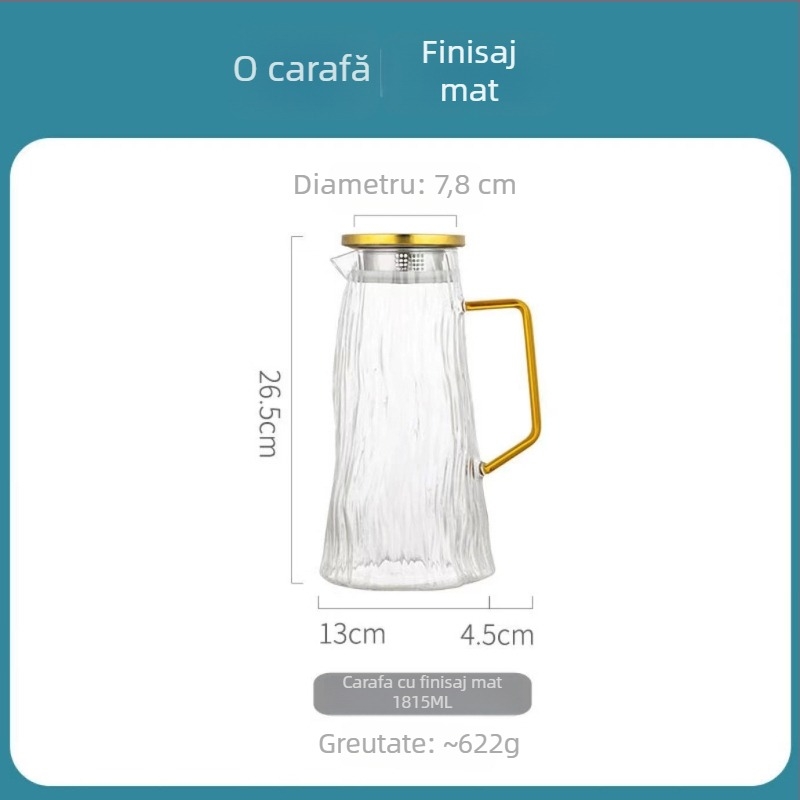 Set din sticlă pentru apă rece, cu cană și pahare, model glaciar, capacitate mare, cană pentru suc și ceai de fructe pentru infuzie rece