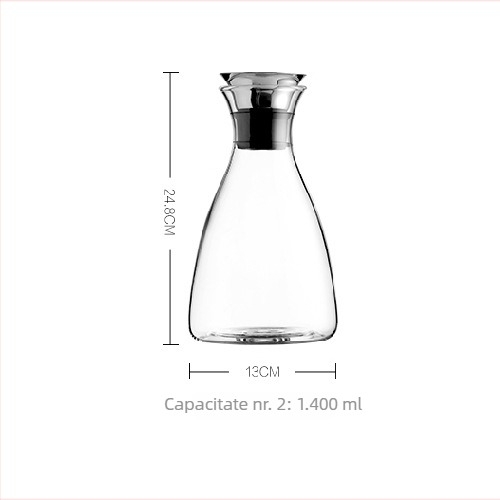Ceainic din sticlă borosilicat rezistent la temperaturi înalte, cu o capacitate mare, pentru apă rece și ceai.