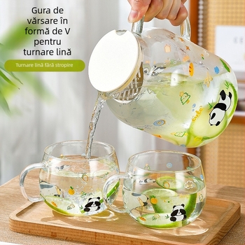 Cană de suc din sticlă borosilicată și set de pahare pentru apă rece, rezistent la temperaturi înalte, cu capacitate mare pentru uz casnic.