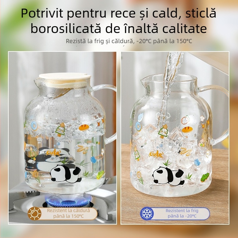 Cană de suc din sticlă borosilicată și set de pahare pentru apă rece, rezistent la temperaturi înalte, cu capacitate mare pentru uz casnic.