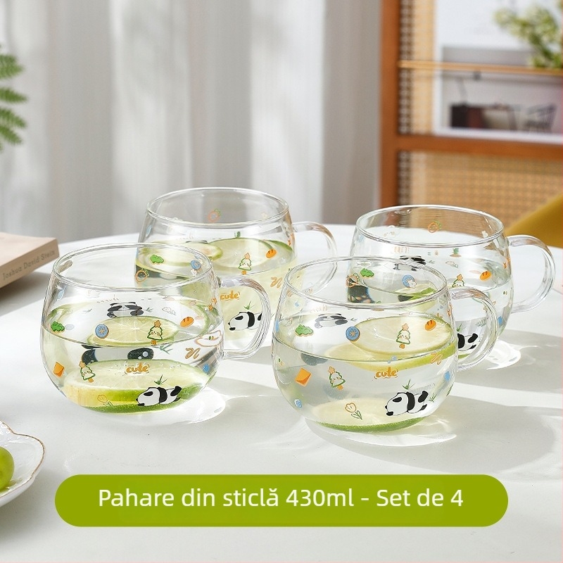 Cană de suc din sticlă borosilicată și set de pahare pentru apă rece, rezistent la temperaturi înalte, cu capacitate mare pentru uz casnic.