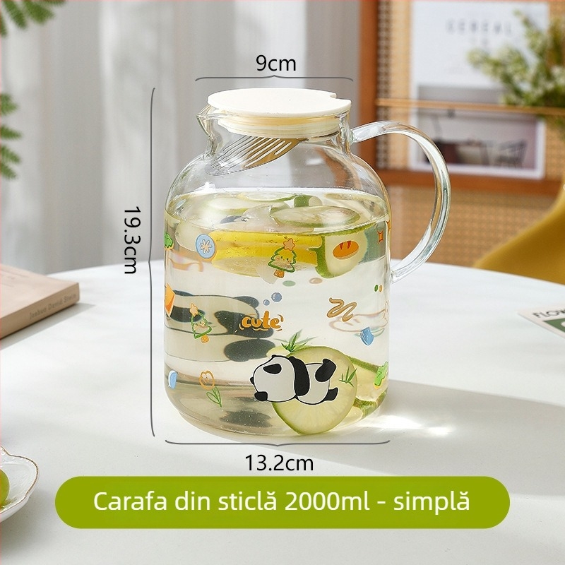 Cană de suc din sticlă borosilicată și set de pahare pentru apă rece, rezistent la temperaturi înalte, cu capacitate mare pentru uz casnic.