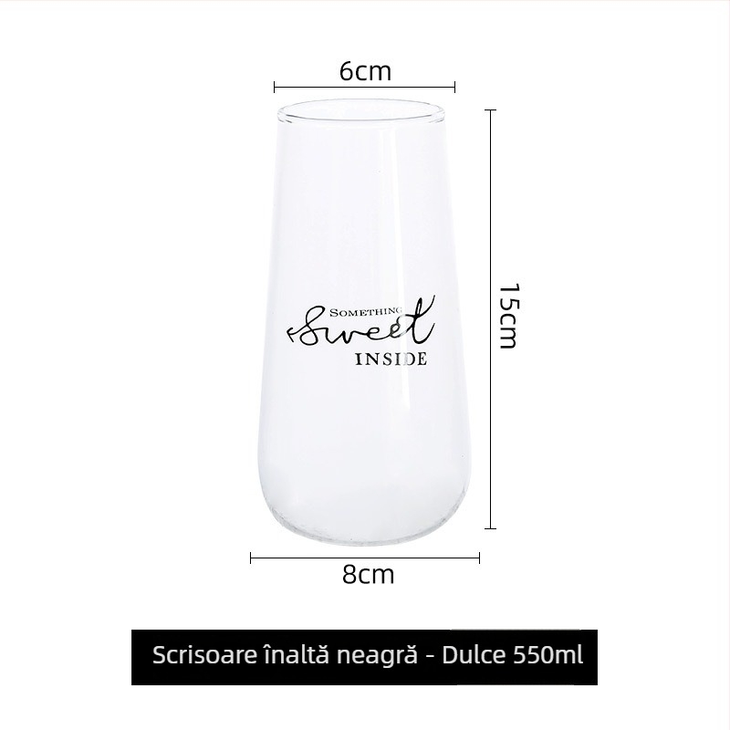 Pahar din sticlă pentru uz casnic, rezistent la temperaturi înalte – potrivit pentru ceai cu lapte, sucuri și băuturi