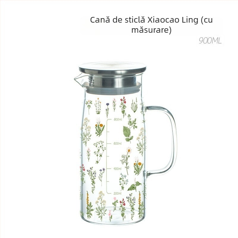 Carafă de sticlă în stil Mori, cu capacitate mare și marcaje de nivel, pentru mic dejun, lapte, ceai și apă rece, uz casnic