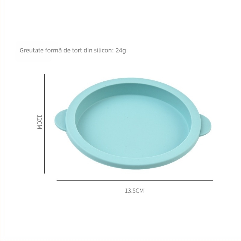 Tavă rotundă din silicon pentru coacere, cu suprafață antiderapantă și design curcubeu