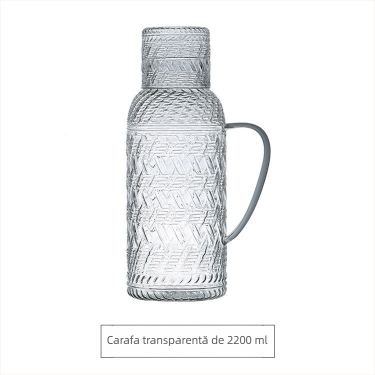 Set ceainic din sticlă vintage pentru apă rece – rezistent la temperaturi mari, capacitate mare, pentru sucuri și băuturi